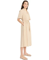 Luxely Women's Tie-Waist V-Neck Short-Sleeve Midi Dress