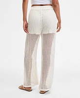 Bar Iii Women's High Rise Crochet Pants, Exclusively at Macy's