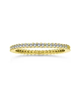 Bling Jewelry Cz Cubic Zirconia Stackable Eternity 2MM Band Ring Gold Plated .925 Sterling Silver