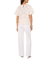 Vince Camuto Women's Embroidered Puff-Sleeve Top
