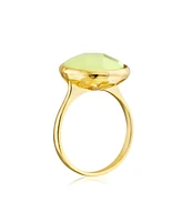 Bling Jewelry Multifaceted Seafoam Green Simulated Chalcedony Or Pink Simulated Rose Quartz Statement Ring 14K Gold Plated .925 Silver
