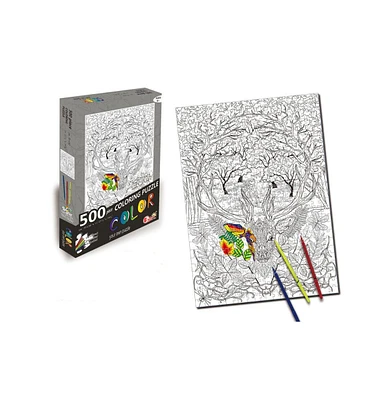 Deer 500 Piece Coloring Jigsaw Puzzle + 6 Markers
