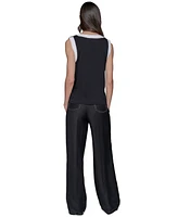 Karl Lagerfeld Paris Women's Contrast-Trim Sleeveless Top