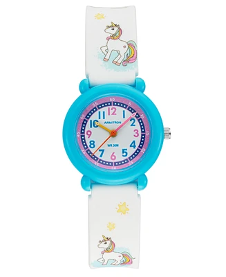 Armitron Kid's Quartz Cream Big White Unicorn Watch, 31mm