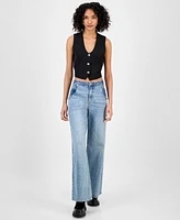 Bar Iii Women's V-Neck Button-Front Sleeveless Vest, Exclusively at Macy's