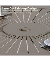 Mondawe -inch Powder Coated Cast Aluminum Outdoor Dining Table with Umbrella Hole
