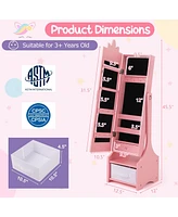 Kids Jewelry Cabinet with Full-Length Mirror for Kids Bedroom and Playroom