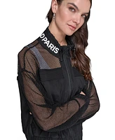 Karl Lagerfeld Paris Women's Mesh-Trim Track-Jacket
