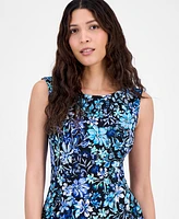 Connected Women's Floral-Print Fit & Flare Dress