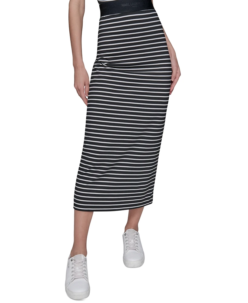 Karl Lagerfeld Paris Women's Striped Midi Skirt