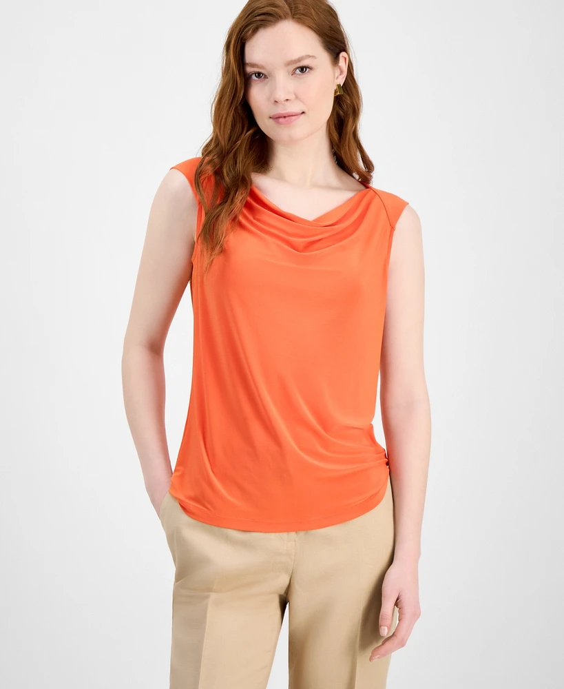 Kasper Women's Cap-Sleeve Cowlneck Blouse
