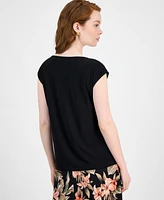 Kasper Women's Beaded-Trim Extended-Shoulder Top