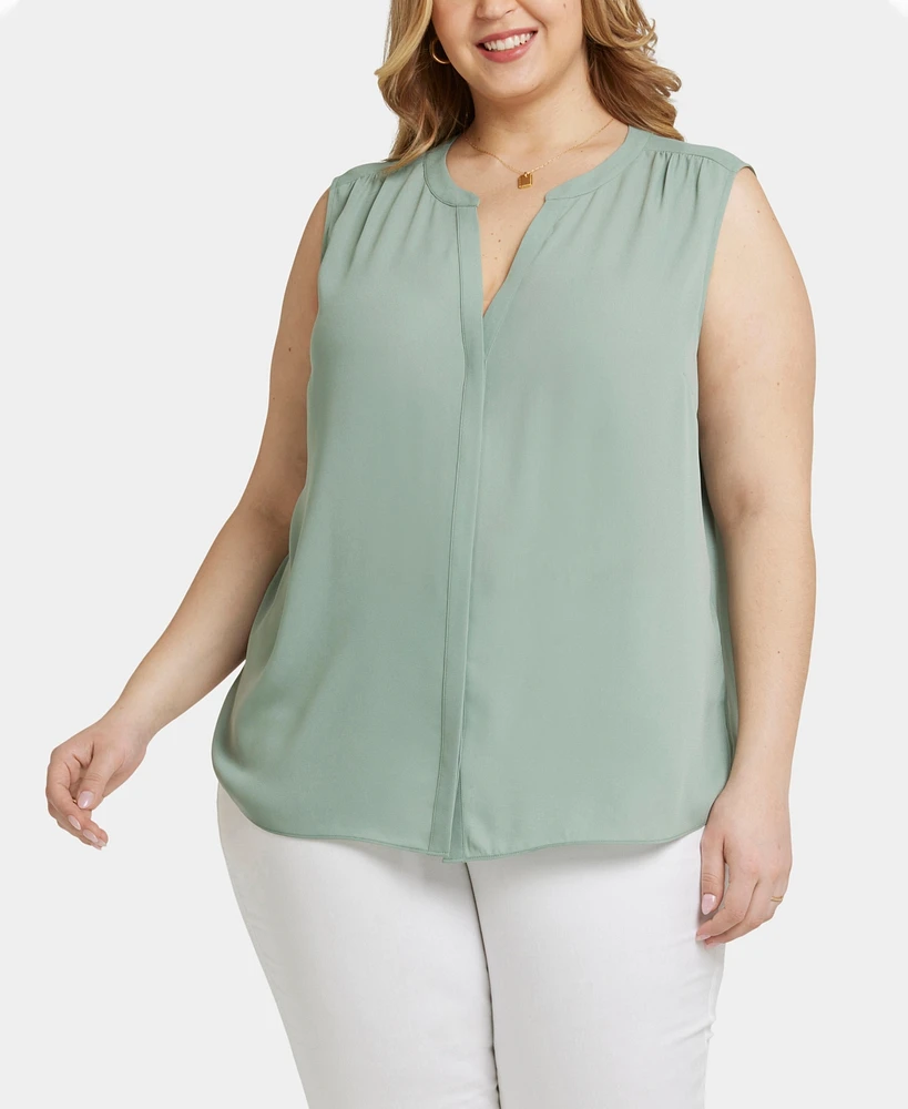 Nydj Plus Sleeveless Pintuck Blouse