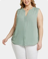 Nydj Plus Sleeveless Pintuck Blouse