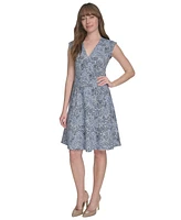 Tommy Hilfiger Women's Paisley-Print Cap-Sleeve V-Neck Hopsack Dress