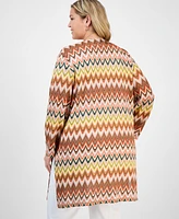 Kasper Plus Printed Tie-Front Cardigan