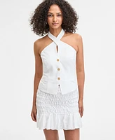 Bar Iii Women's Button-Front Halter Top, Exclusively at Macy's