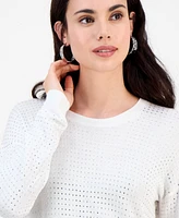 I.n.c. International Concepts Petite Pointelle Crewneck Sweater, Exclusively at Macy's