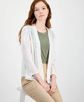 Kasper Women's Slub Yarn Open-Front A-Line Cardigan