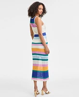 Bar Iii Women's Striped Crochet Tank Dress, Exclusively at Macy's