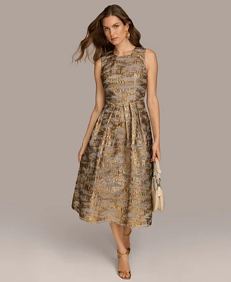 Donna Karan New York Women's Jewel-Neck Metallic Dress