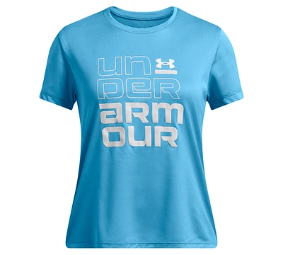 Under Armour Big Girls Tech Split Wordmark Graphic Short-Sleeve T-Shirt