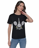 Karl Lagerfeld Paris Women's Tennis Graphic T-Shirt