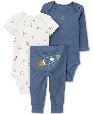 Carter's Baby Boys Rocket Ship Little Character Bodysuits & Pants, 3 Piece Set