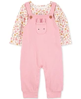 Carter's Baby Girls 2-Pc. Floral-Print Long-Sleeve T-Shirt & Overalls Set