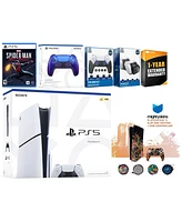 Sony Playstation 5 Slim Disc with Spider-Man: Miles Morales, Extra Cosmic Red Controller, Fps Grip Kit, Charge Dock and MightySkins Decal Voucher + 1
