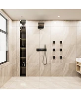 Mondawe Thermostatic Wall Mounted Complete Shower System with Digital Display and Body Jets