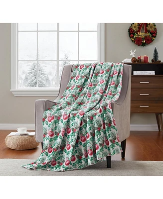 Kate Aurora Holiday Living Holly Pines Christmas Tree & Oraments Accent Throw Blanket