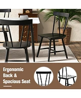 Windsor Style Armless Chairs with Solid Rubber Wood Frame