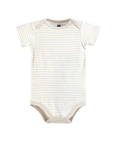 Hudson Baby Boys Cotton Bodysuits, Beige Navy Suspender, Months