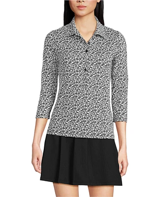 Lands' End Women's 3/4 Sleeve Active Polo Shirt