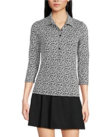 Lands' End Women's 3/4 Sleeve Active Polo Shirt