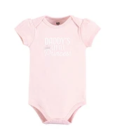 Hudson Baby Girls Cotton Bodysuits, Daddys Princess Crown, 9-12 Months