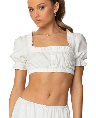 Edikted Women's Lenora Puffed Sleeve Crop Top