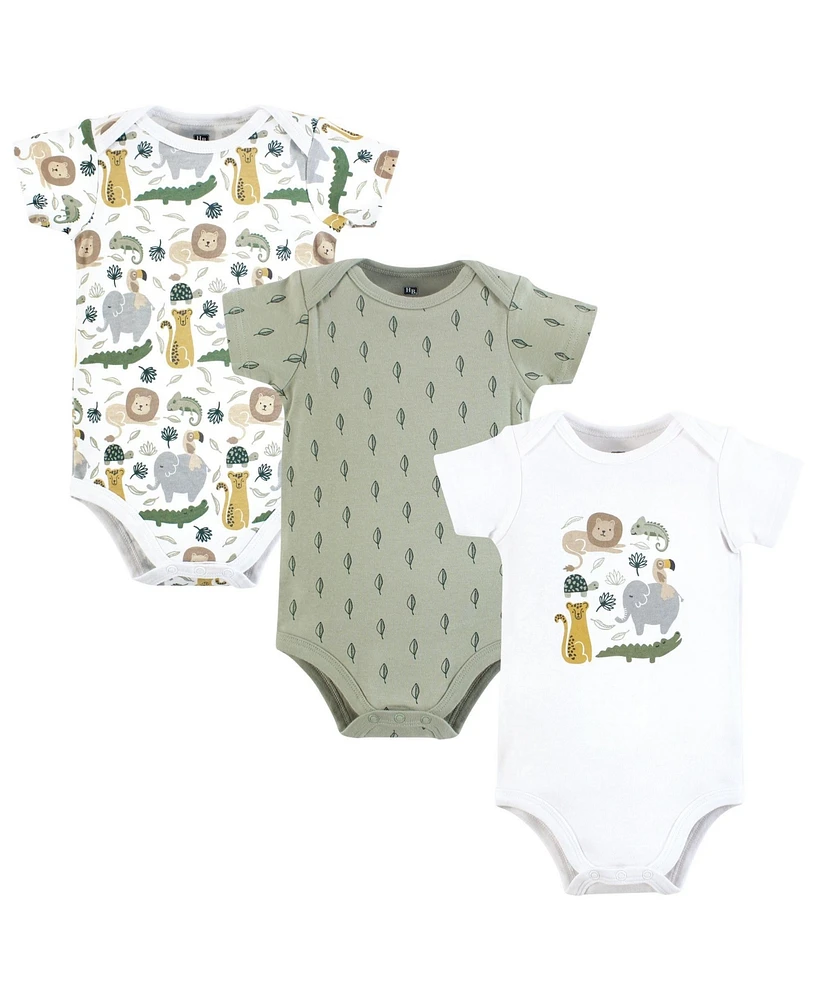 Hudson Baby Boys Cotton Bodysuits -Pack, Jungle