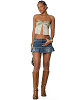 Edikted Women's Bubble Hem Denim Mini Skirt