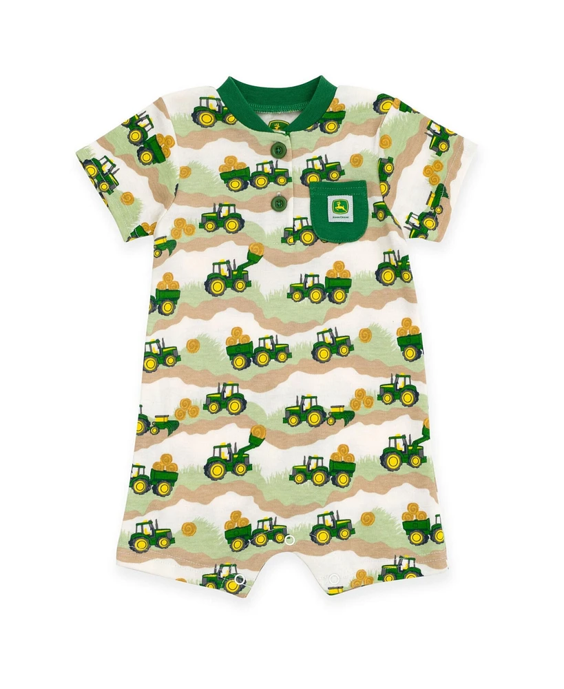 John Deere Baby Boys Henley Romper