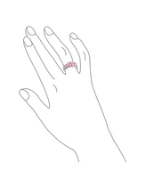 Bling Jewelry Unique Pink Cz Round Solitaire Promise Ring .925 Sterling Silver Created Opal Inlay Wide Band
