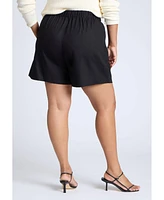 Eloquii Plus Easy Pull On Linen Blend Short