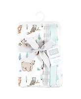 Hudson Baby Boys Cotton Poly Flannel Burp Cloths 8-Pack, Neutral Woodland Pals, One Size