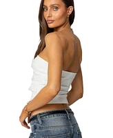 Edikted Women's Georgette Lacey Ruffle Tube Top