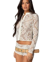 Edikted Women's Peyson Sheer Lace Top