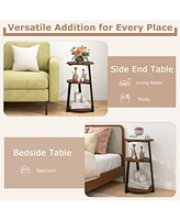 3-Tier Accent Round Side Table with Metal Frame-1 Piece