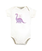 Touched by Nature Baby Girls Organic Cotton Bodysuits, Retro Dino, Preemie