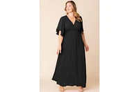 Kiyonna Plus Carmella Flutter Sleeve Gown