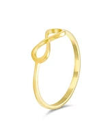 Bling Jewelry Minimalist Simple Midi Knuckle Finger Stackable Love Knot Infinity Ring Thin 1MM Band Yellow Gold Plated .925 Sterling Silver